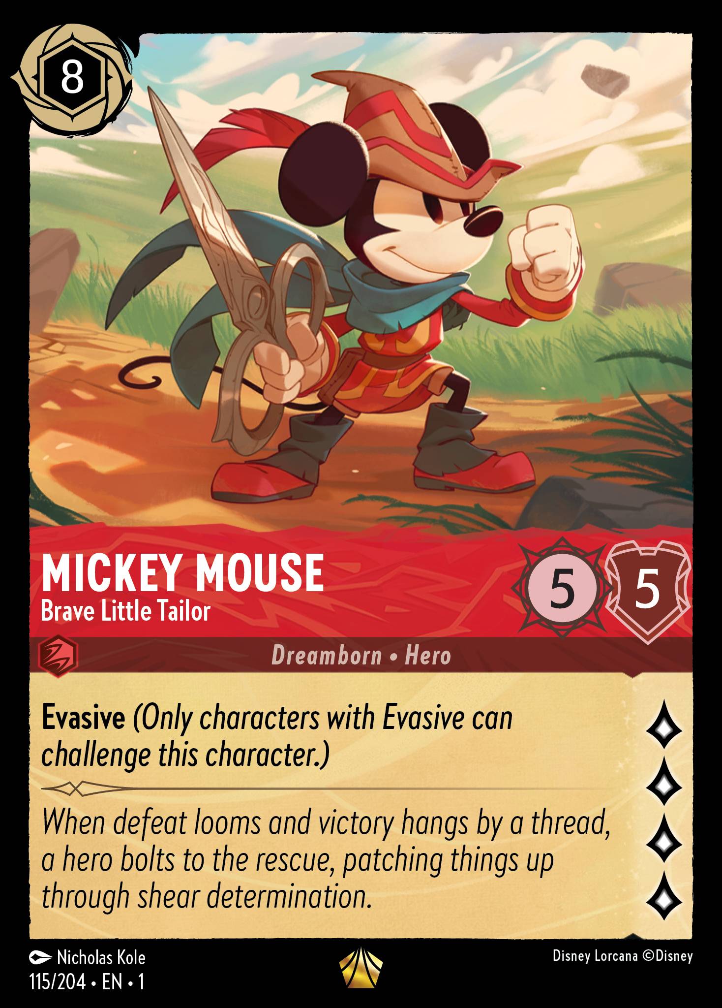 Official Mickey Mouse - Brave Little Tailor card art from Disney Lorcana.